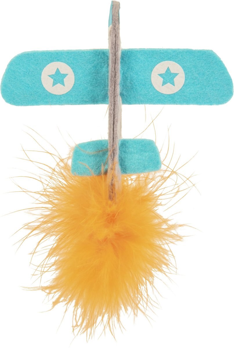 Petlinks Felty Flyer Catnip and Silvervine Launcher Cat Toy， Blue， Medium