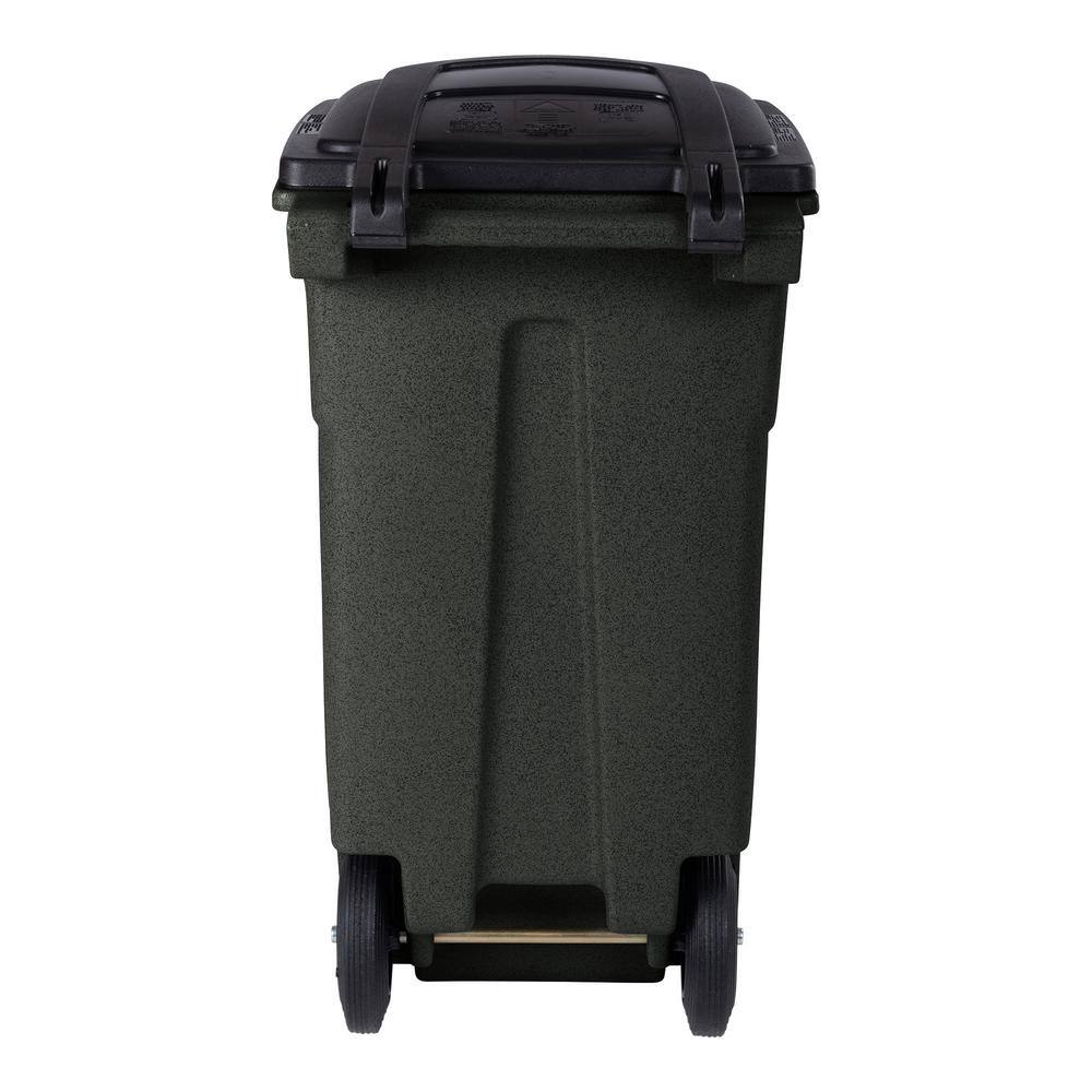 Toter 32 Gal. Greenstone Trash Can with Quiet Wheels and Attached Lid ANA32-55410