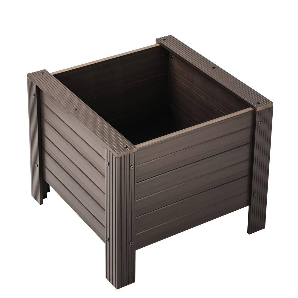 New Age Garden ECOFLEX Composite Outdoor Indoor 24 in. Square Planter Walnut RGGSP42-09-24