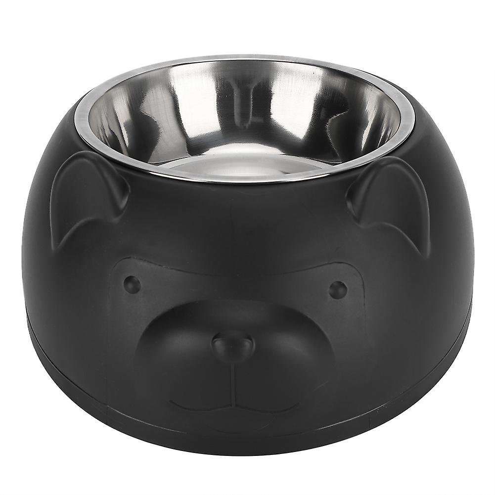 Pet Cat Food Bowl Stainless Steel Dog Food Water Feeder Bowl Nonslip Feeding Bowlwith Stainless Steel Bowl Black