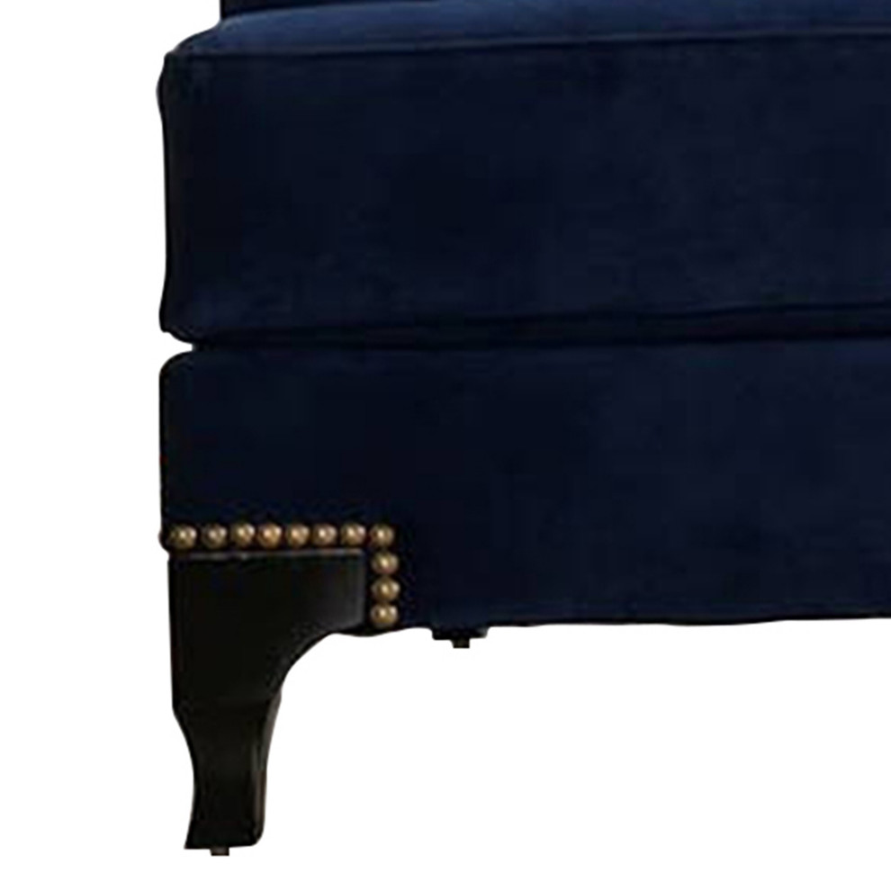 Wood And Chenille Fabric Upholstered Loveseat With Throw Pillows  Blue   Transitional   Loveseats   by VirVentures  Houzz