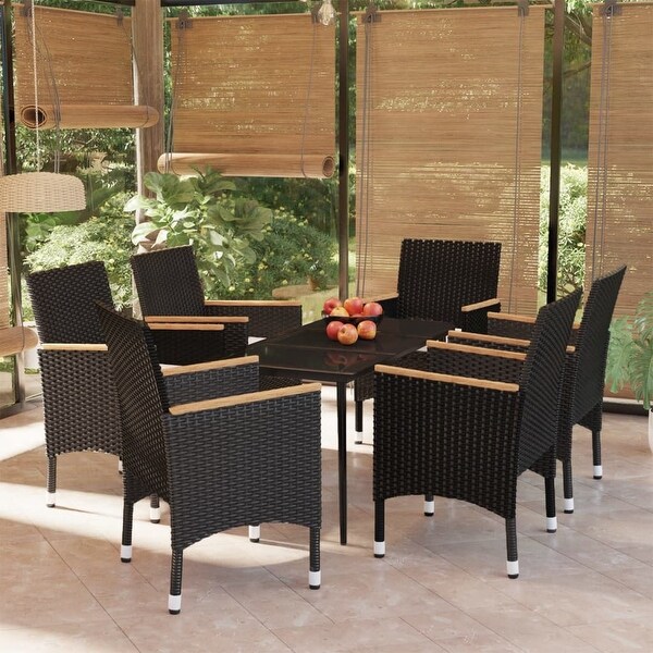 vidaXL 5 Piece Patio Dining Set with Cushions Black