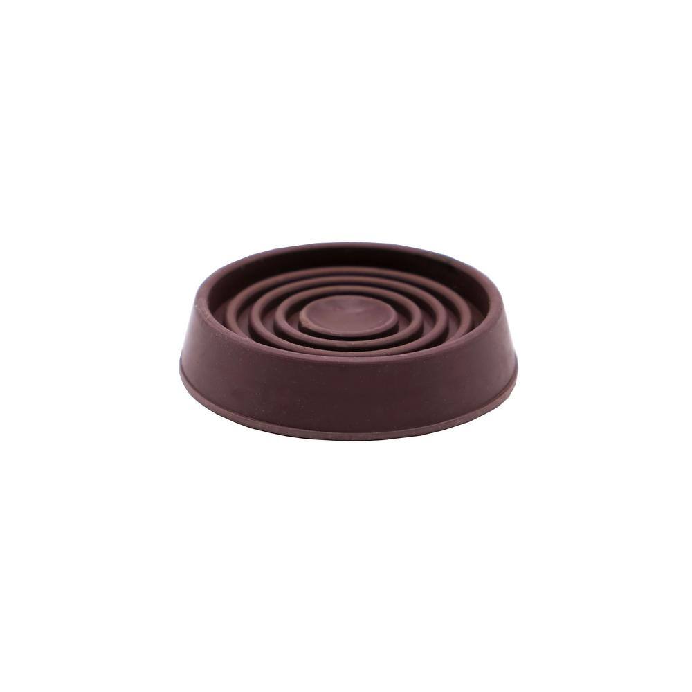 Everbilt 1-34 in. Brown Square Smooth Rubber Floor Protector Furniture Cups for Carpet  Hard Floors (4-Pack) 49077