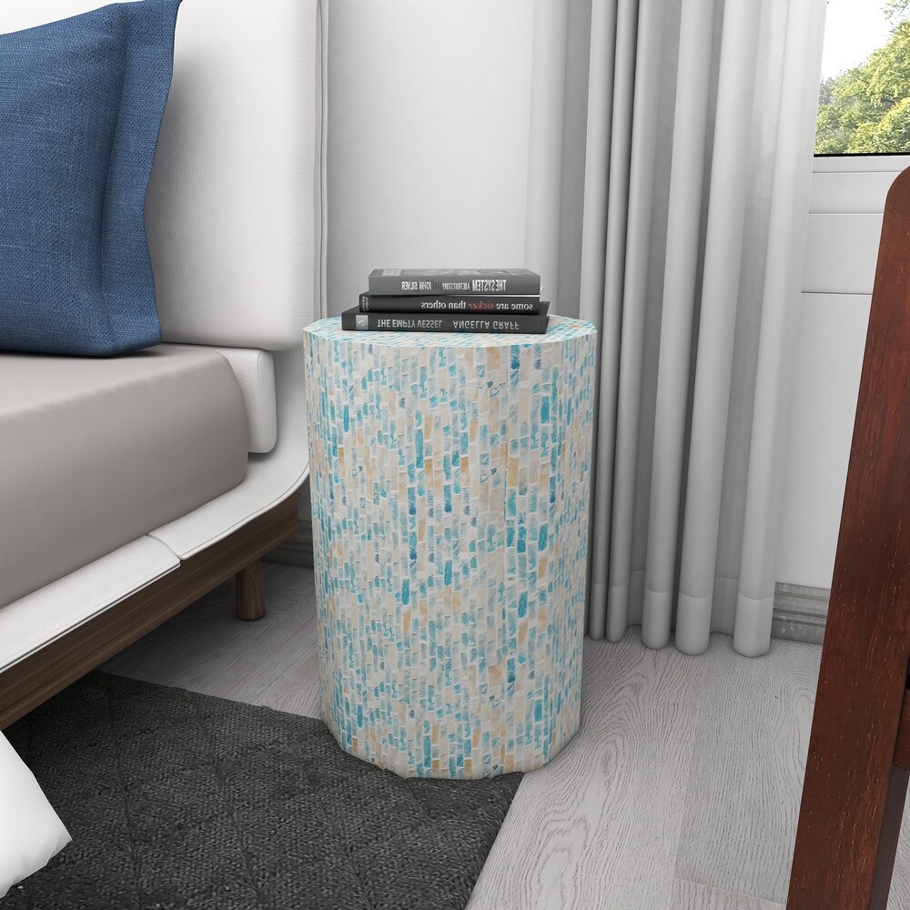 Blue Mother of Pearl Handmade Accent Table