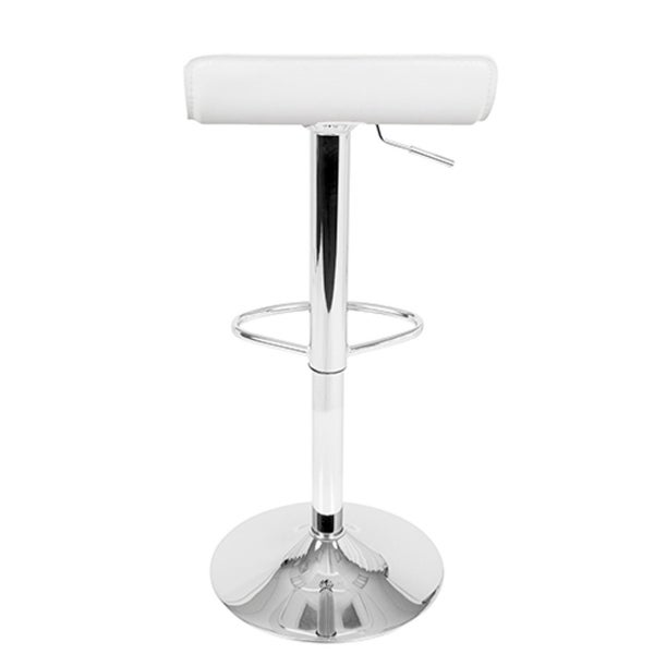 Lumisource Ale Contemporary Adjustable Barstool in White PU Leather - Set of 2 - 16