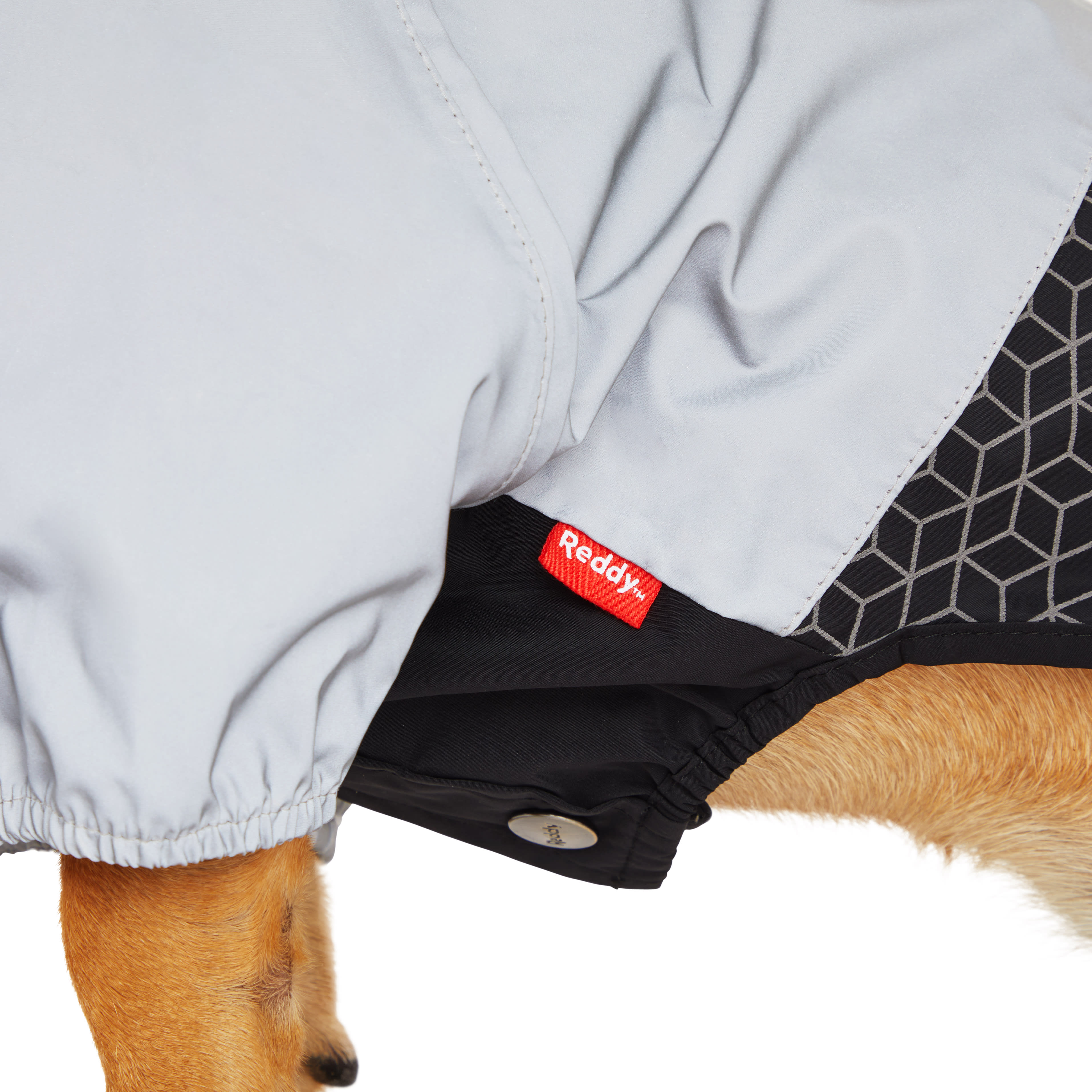 Reddy Print/Black Reflective Dog Jacket， X-Small