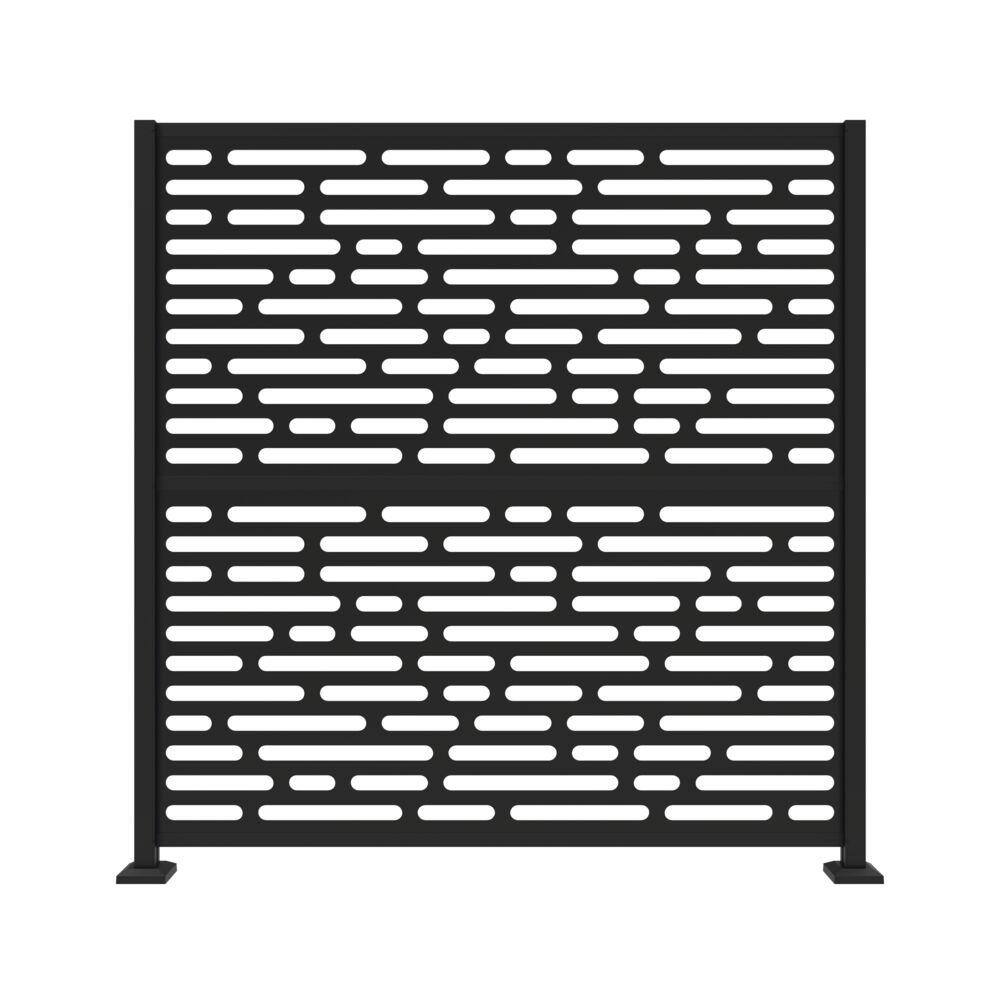 Barrette Outdoor Living 3 ft. x 6 ft. Matte Black Metal Frame Kit with Optic Black Decorative Screen Panel 73032563