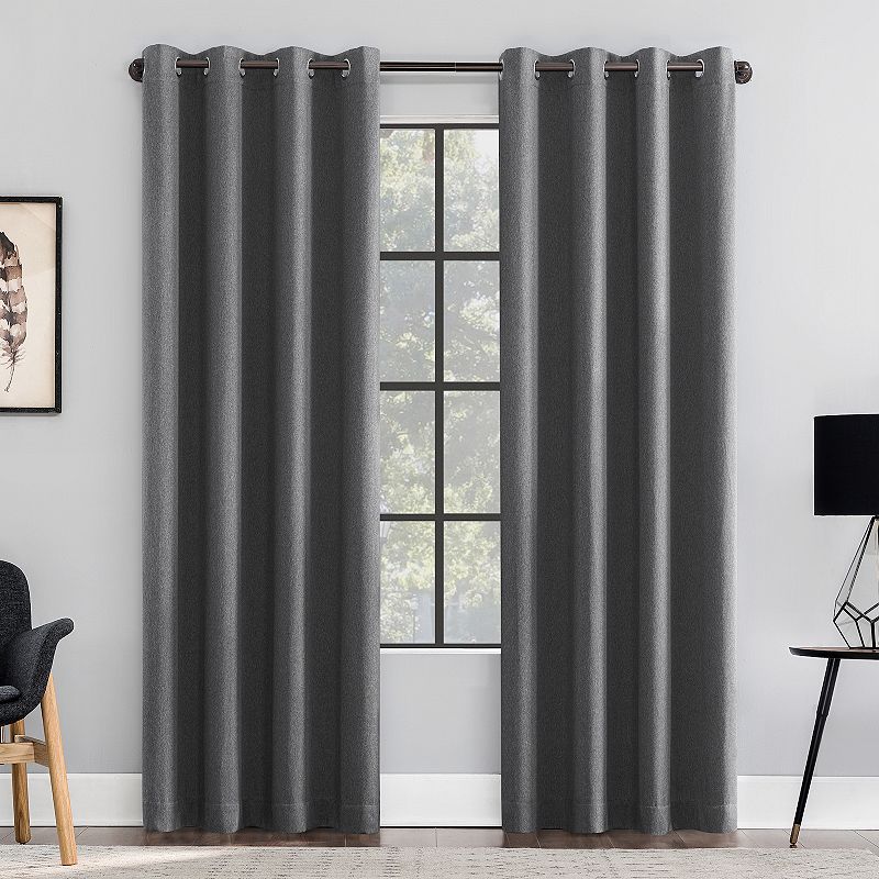 Clean Window Textured Weave Anti-Dust Blackout Grommet Window Curtain Panel