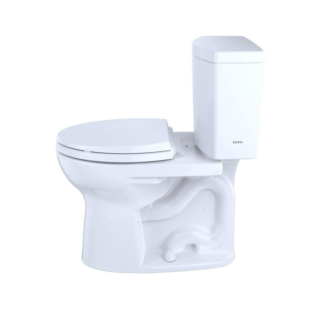 TOTO Drake II 2-Piece 1 GPF Single Flush Elongated ADA Comfort Height Toilet in Cotton White SoftClose Seat Included MS453124CUFG#01