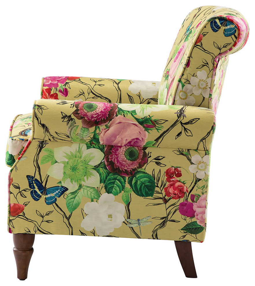 Wooden Upholstered Armchair   Traditional   Armchairs And Accent Chairs   by Karat Home  Houzz