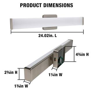 Hampton Bay Grantham 24 in. Brushed Nickel LED Vanity Light Bar Bathroom Lighting 120-277v Adjust Color Temperatures 537989020