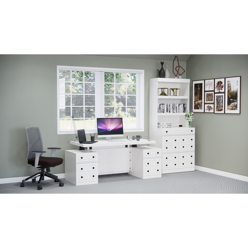 Windsor Sit Stand Storage Desk with File Drawer Bookcase