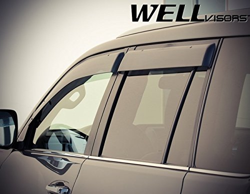 WellVisors Replacement for 2010-Present Lexus GX460 Clip-ON Chrome Trim Smoke Tinted Side Rain Guard Window Visors Deflectors 3-847LX015