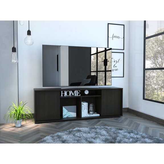 Falmouth Rectangle 3 Shelf TV Stand Black Wengue B...