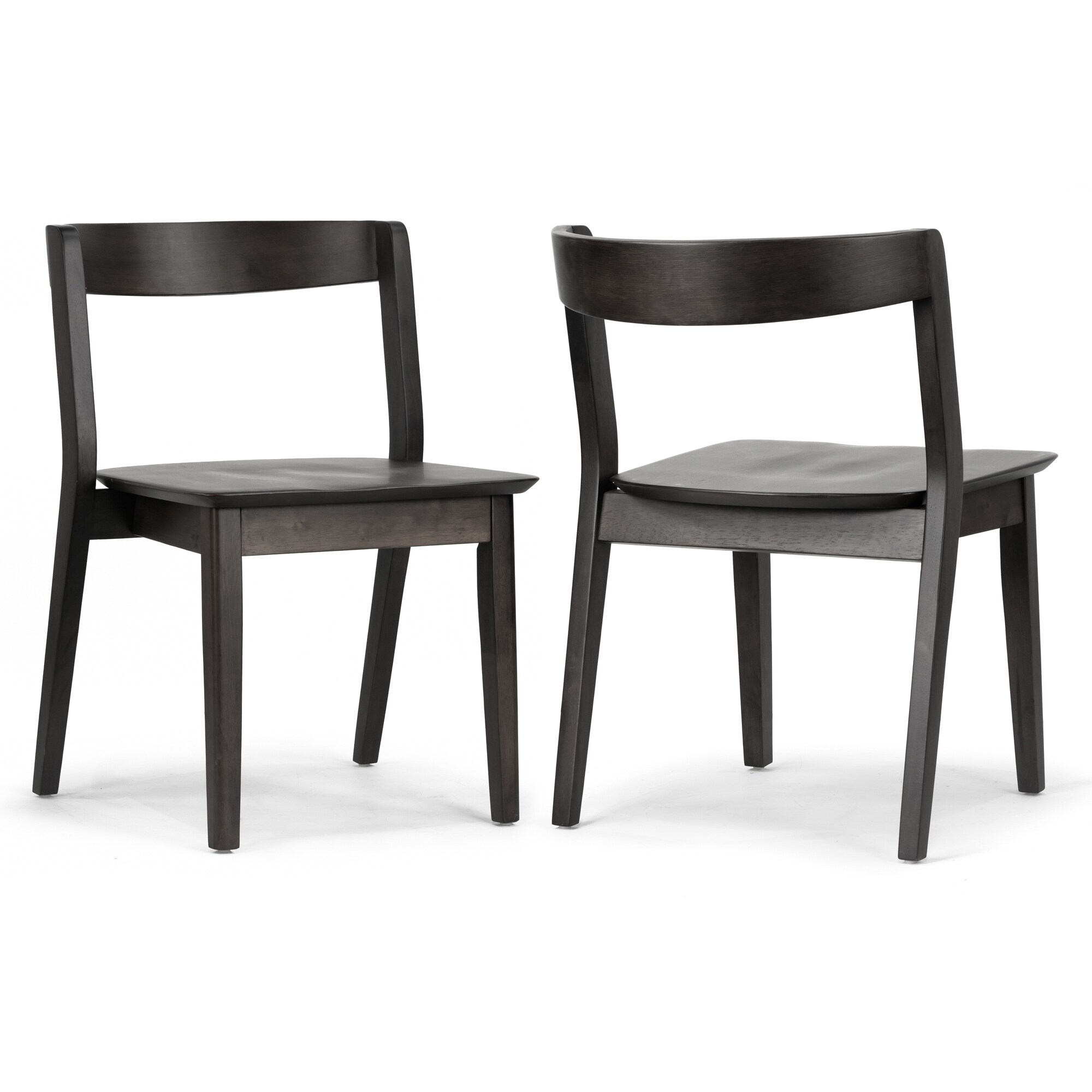 Set of 2 Astor Black Solid Wood Chair with Curved Back