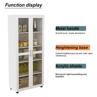 FUFUGAGA 72 in. H White Wood Kitchen Food Pantry 2-Door Cabinet Sideboard with 5-Tier Shelves KF200050-01-d