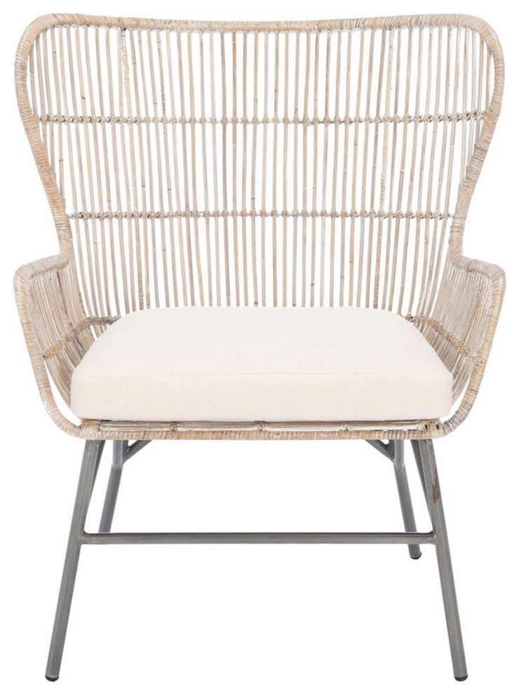 Enix Rattan Accent Chair Grey Whitewash/White/Black   Tropical   Armchairs And Accent Chairs   by Peachtree Fine Furniture  Houzz