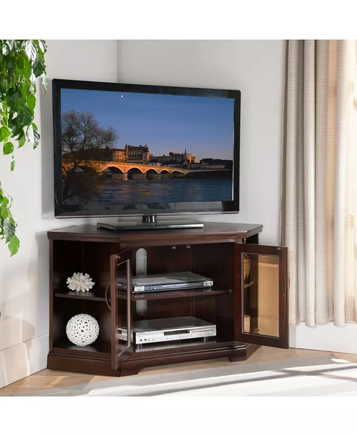 Leick Home Chocolate and Black Glass 46 W TV Stand