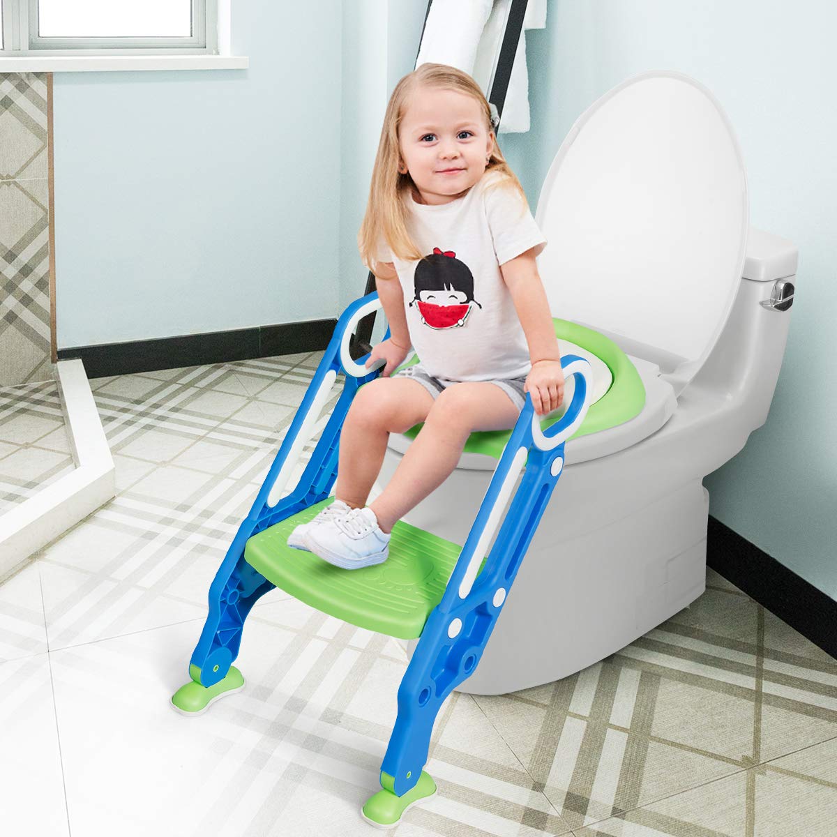 Kids Portable Potty Training Toilet Seat w/Step Stool Ladder