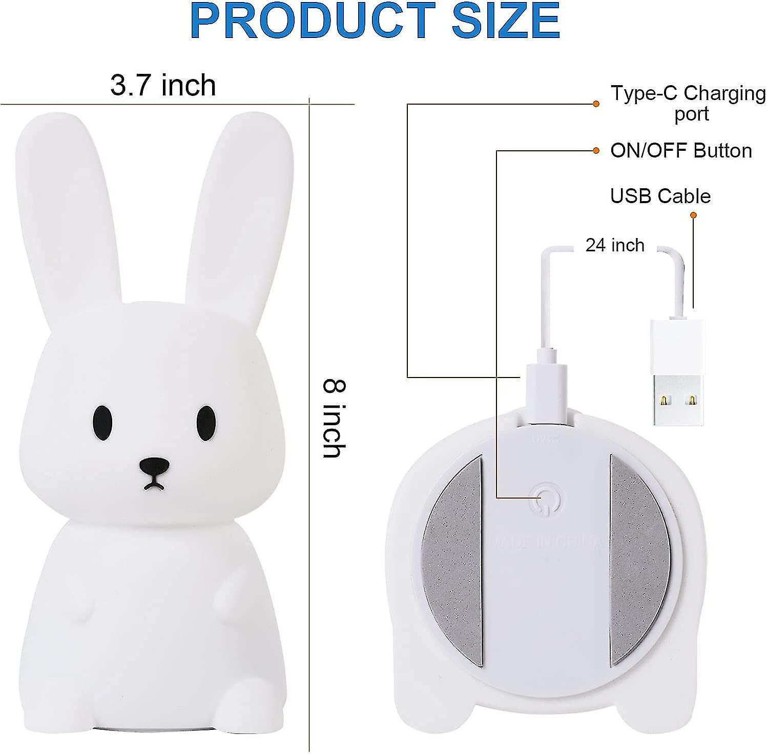 Rabbit Night Light Baby Touch 7 Colors | Usb Rechargeable Can Be Timed