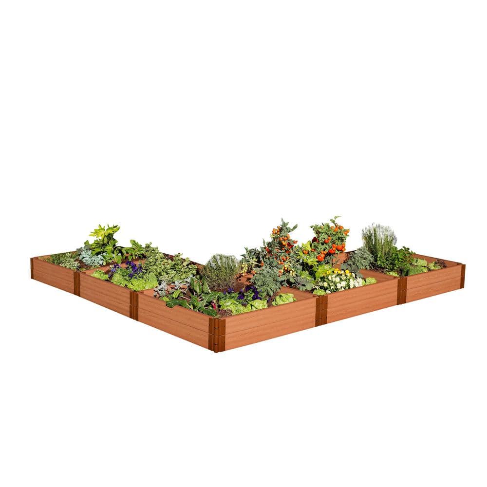 Frame It All 1 in. Profile Tool-Free Classic Sienna 12 ft. x 12 ft. x 11 in. L-Shaped Raised Garden Bed 300001168