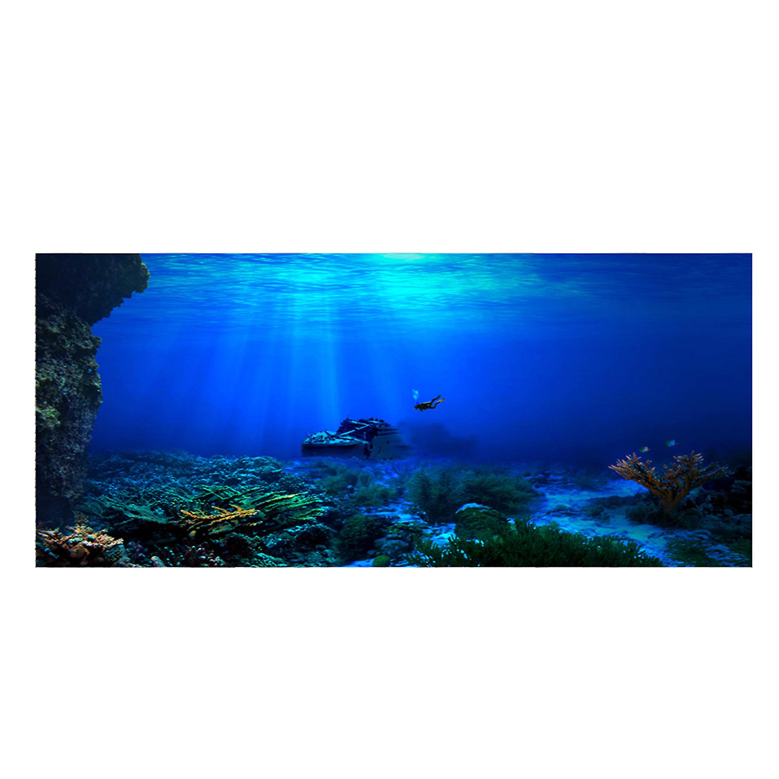 Adhesive Seaworld Background Poster for Aquarium Fish Tank Decoration 122 X 50cm