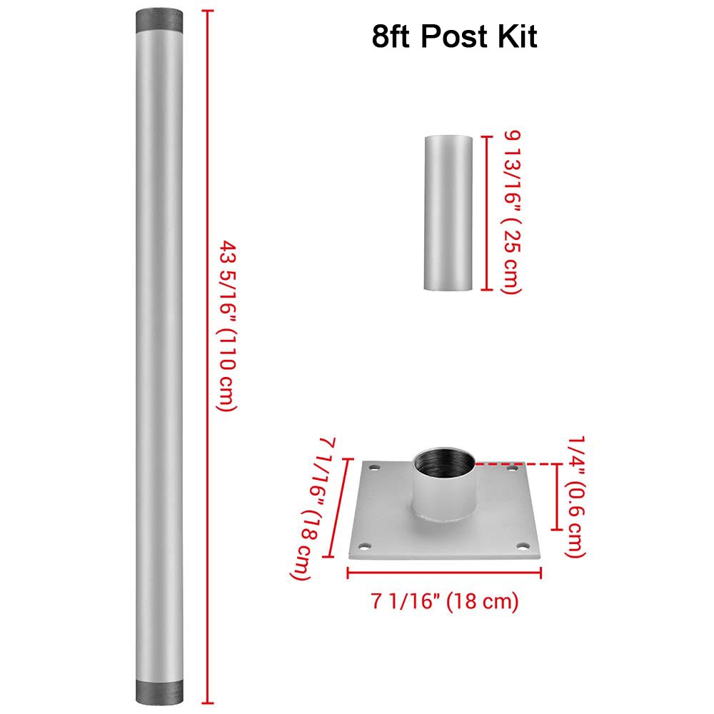 Yescom Shade Sail Posts (Pole, Base, Extension, D-Ring Clamp)