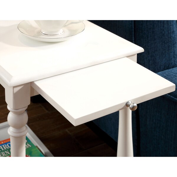 Furniture of America Quam Farmhouse White 12-inch Solid Wood Side Table