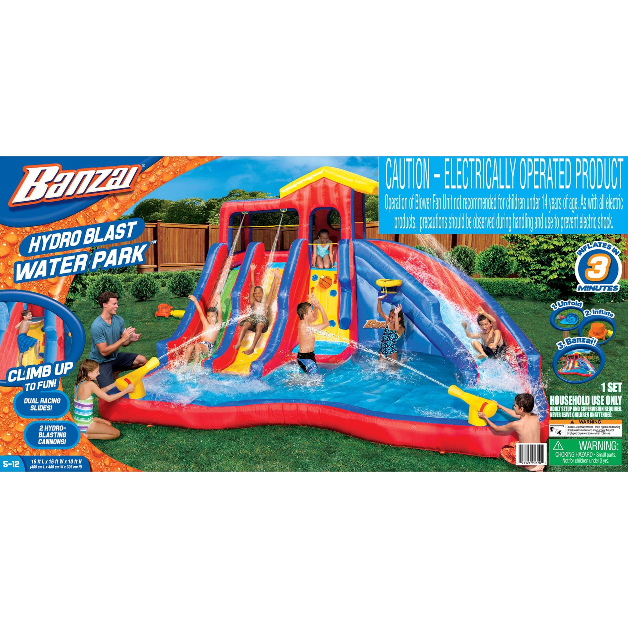 Banzai Hydro Blast Kids Inflatable Backyard Waterpark Pool Play Center