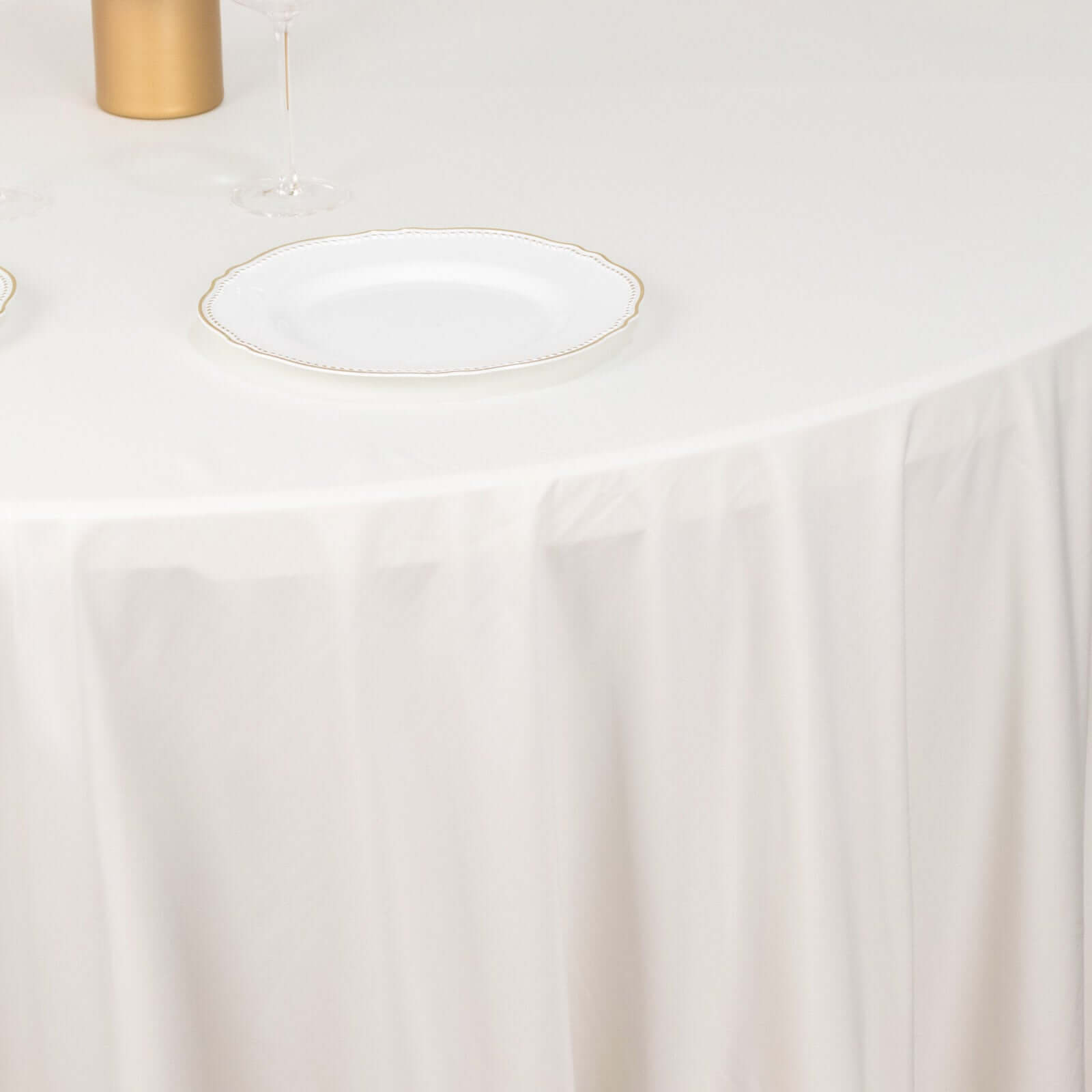 Ivory Premium Scuba Round Tablecloth, Wrinkle Free Polyester Seamless Tablecloth 120