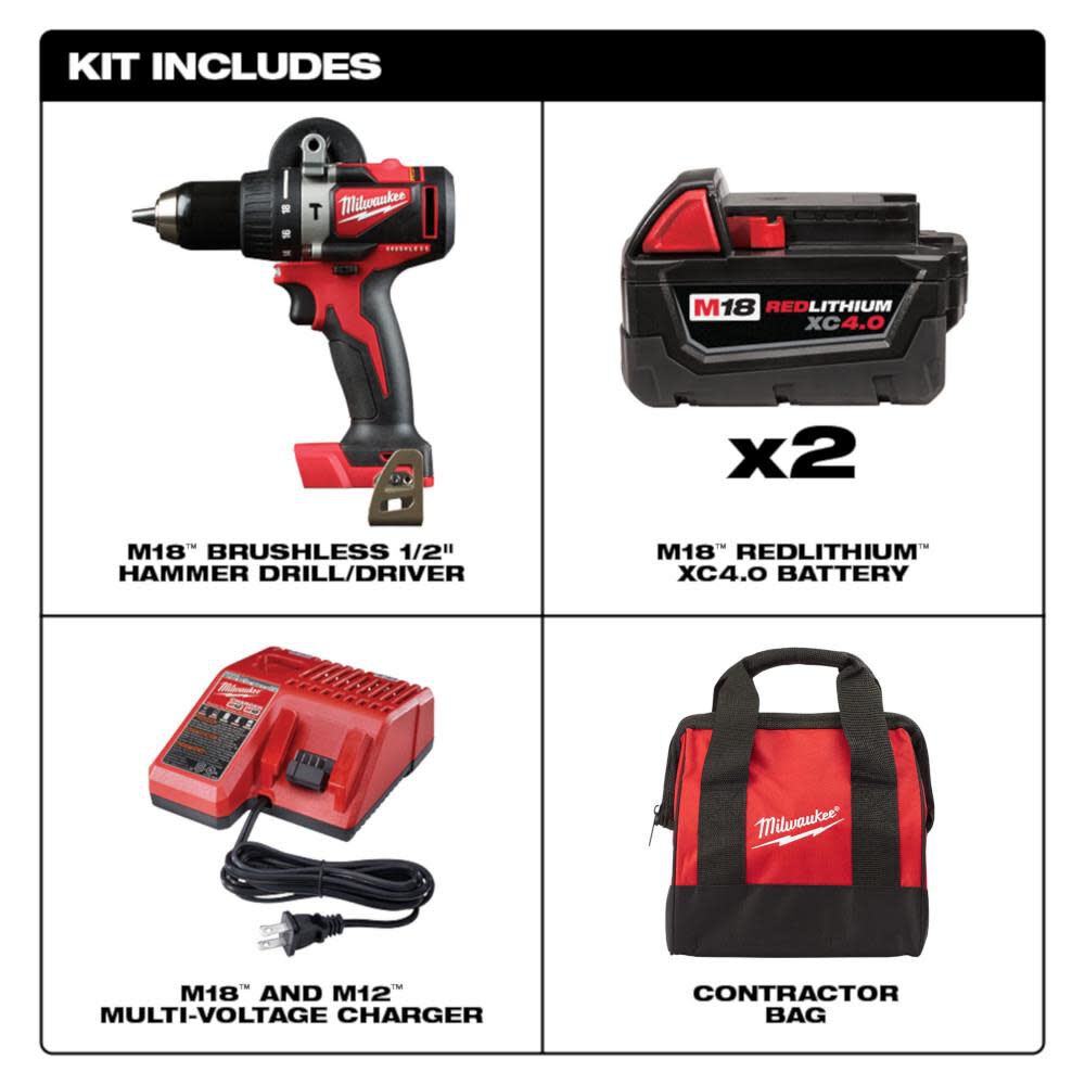 Milwaukee M18 Brushless 1/2 in. Hammer Drill Kit 2902-22 from Milwaukee