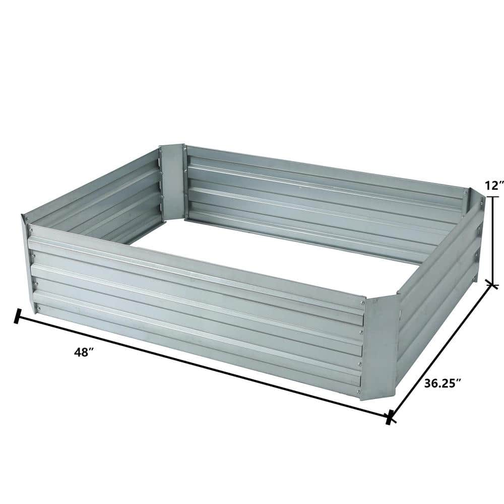 Luxen Home 48 in. Galvanized Metal Rectangular Raised Garden Bed WHPL1271