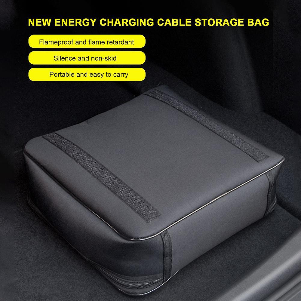 Car Charging Cable Storage Bag Date Line Storage Container New Energy Vehicle Waterproof Luggage Bag Auto Interior Organizer