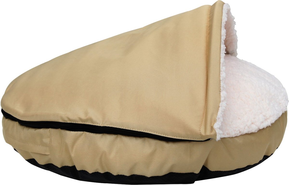 HappyCare Textiles Durable Oxford to Sherpa Pet Cave Covered Cat and Dog Bed w/Removable Cover