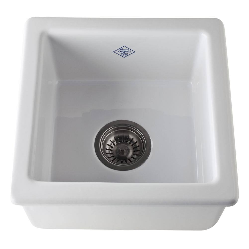 ROHL Lancaster Dual Mount Fireclay 15 in. Single Bowl Kitchen Sink in White RC1515WH