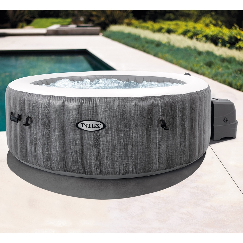 Intex 28439EP PureSpa Plus Greywood Inflatable Hot Tub Bubble Jet Spa  77 x 28\