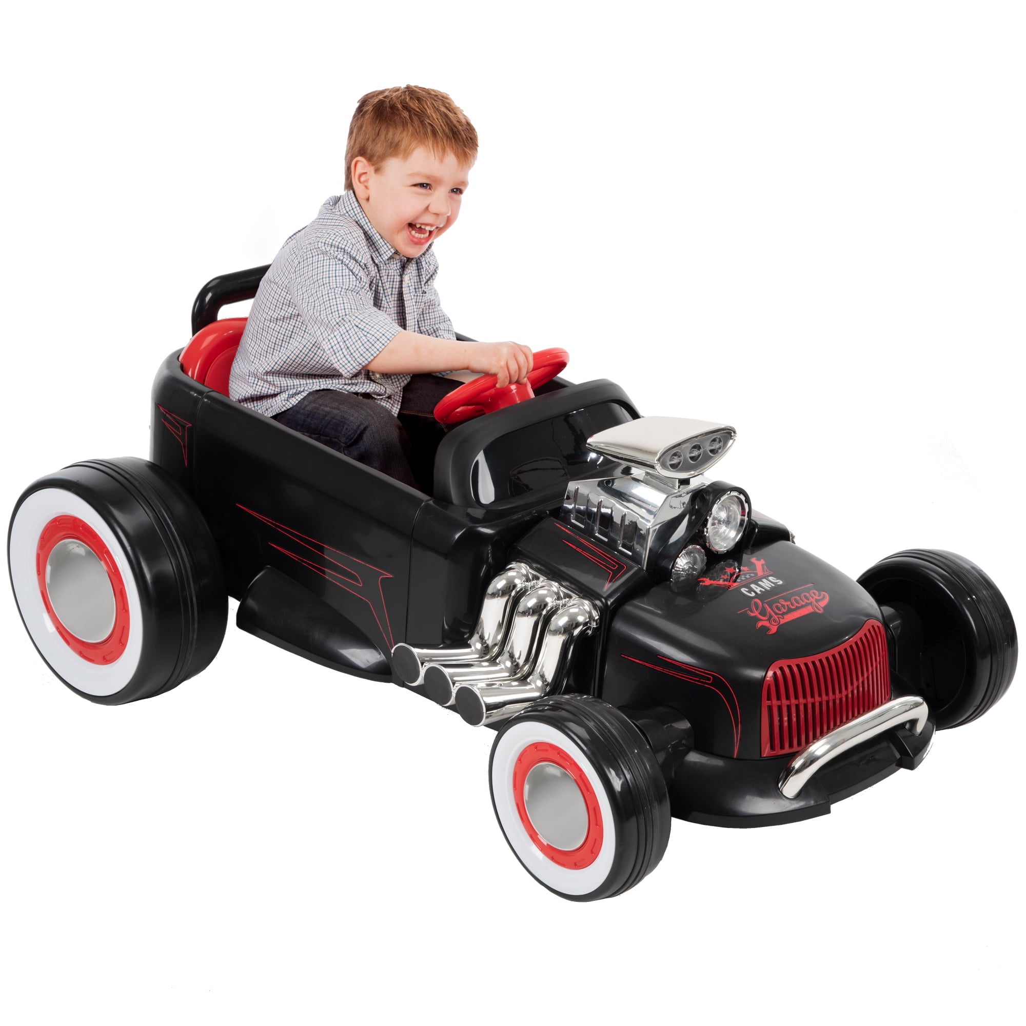 Huffy 6V Hot Rod Racer Boys' Ride-On Electric Car for Kids, Black