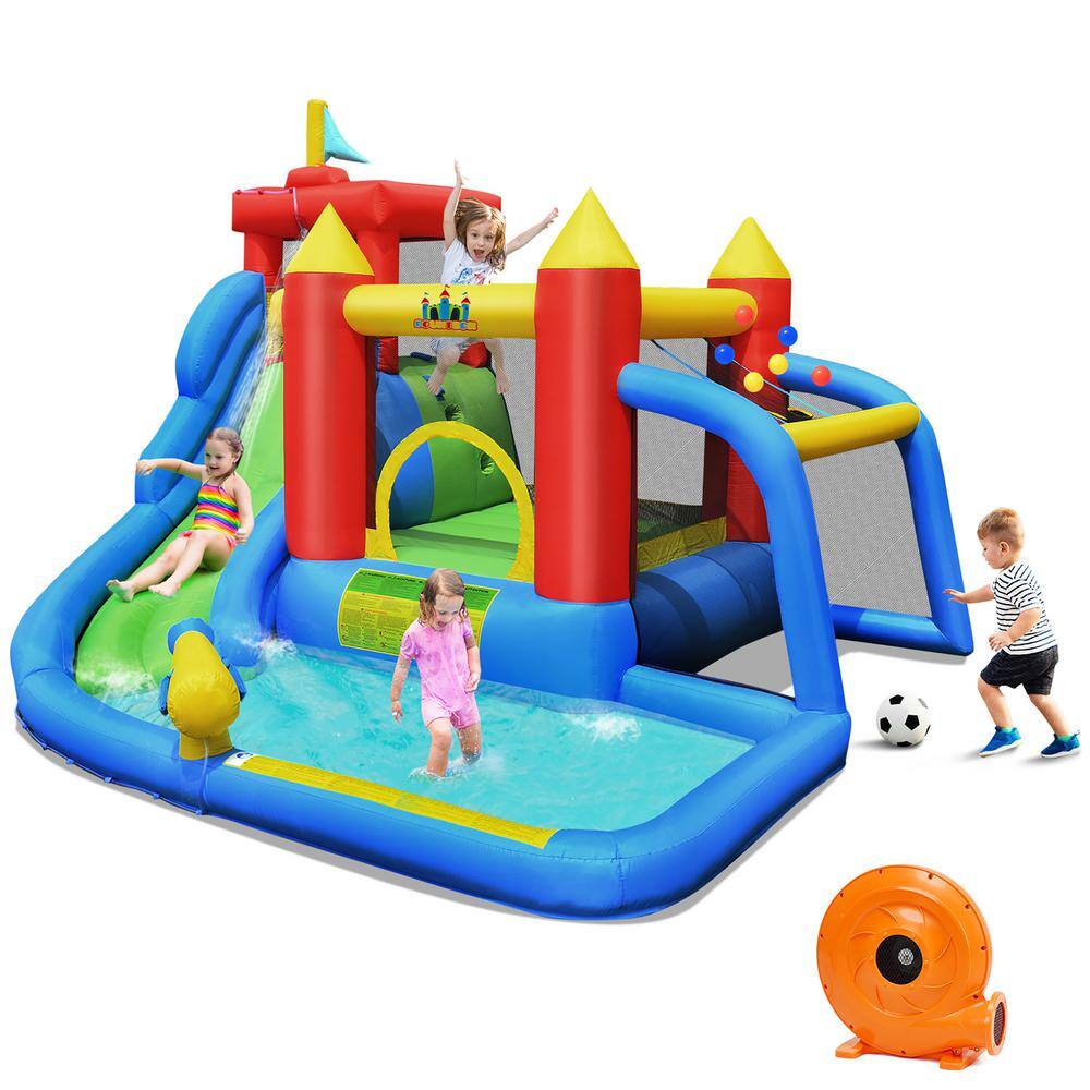 Costway Inflatable Bouncer Water Climb Slide Bounce House Splash Pool with Blower OP70639