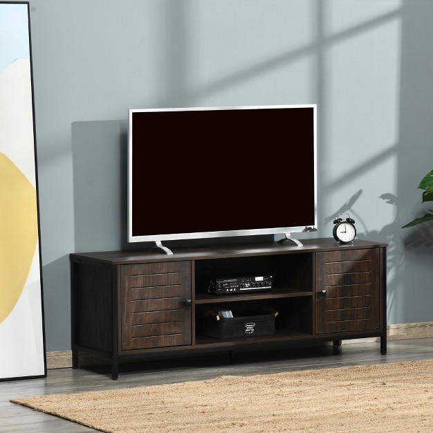 Homcom Tv Stand For Tvs Up To 60 quot Industrial Entertainment Center Cabinet With Storage Shelves For Living Room Or Bedroom