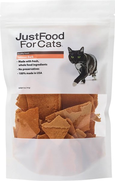 JustFoodForDogs Salmon Bark Dehydrated Cat Treats， 5-oz bag