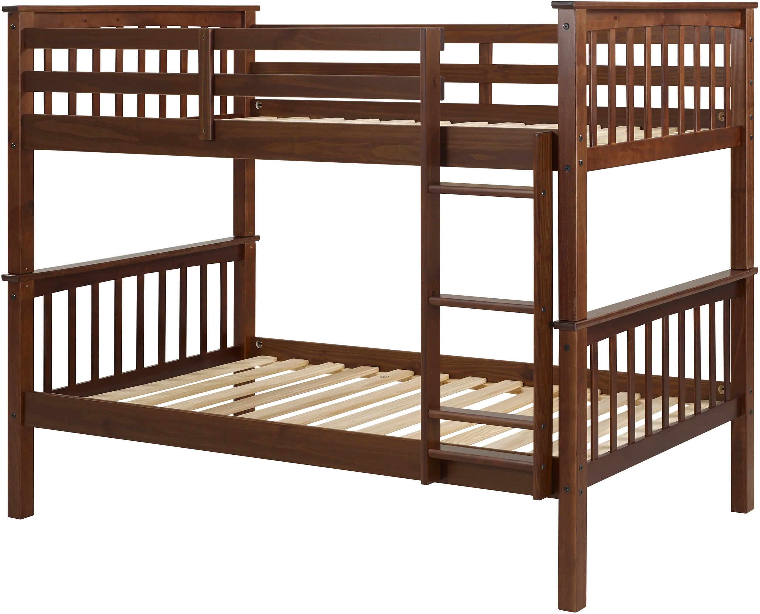 Contemporary Medium Brown Twin-Over-Twin Bunkbed - Walker Edison