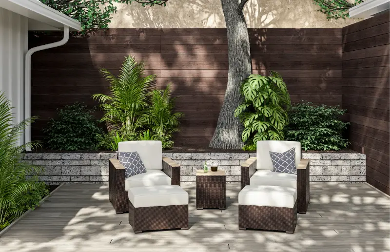 Palm Springs Brown 5 Piece Outdoor Arm Chair Set