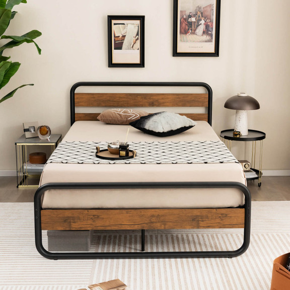 Costway 64192853 Arc Platform Bed with Headboard a...