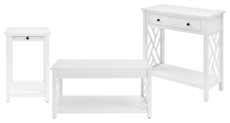 Coventry 36 in. Wood Coffee Table/End Table with Tray and Console Table   White   Transitional   Coffee Table Sets   by Homesquare  Houzz