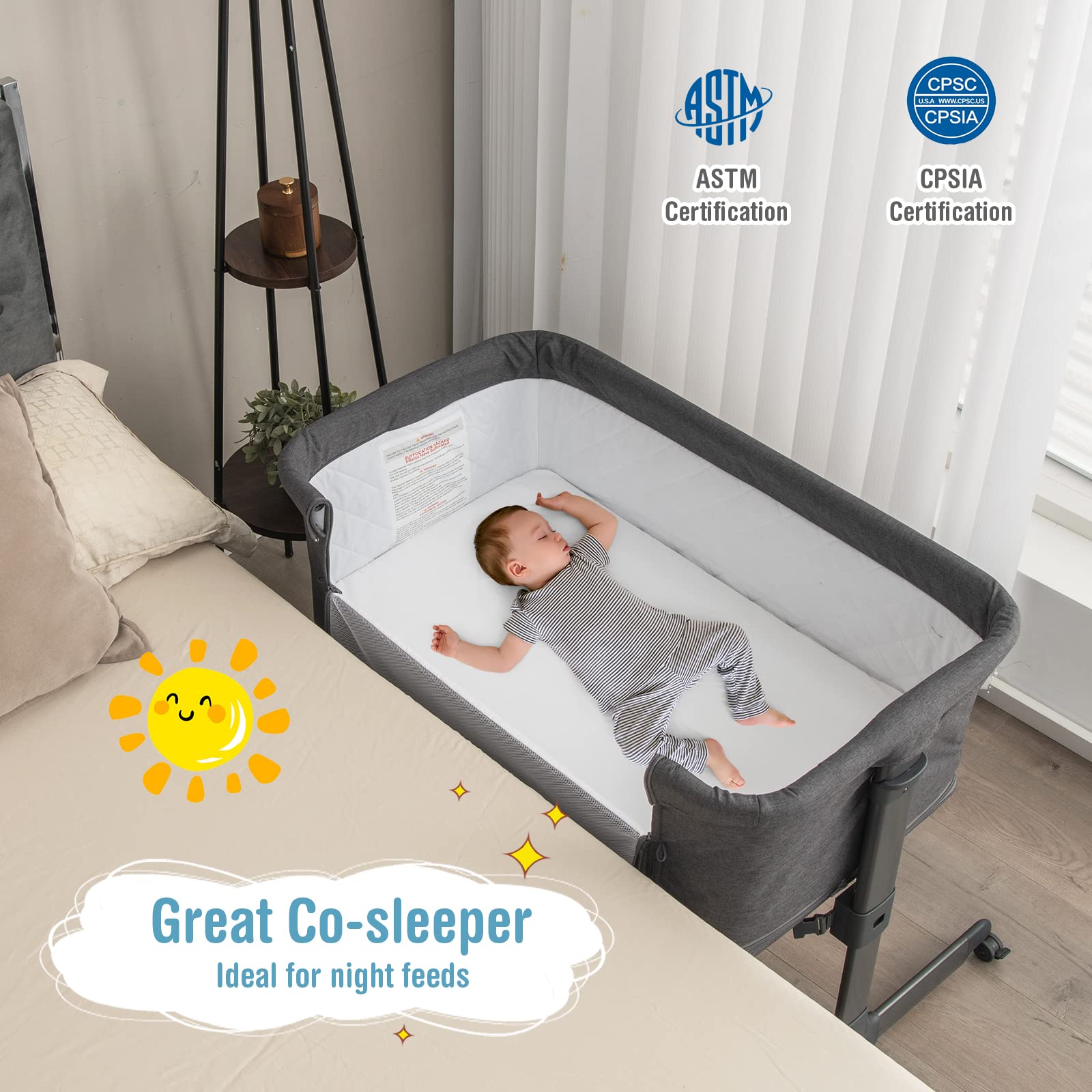 Costzon 3-in-1 Bassinet Bedside Sleeper, Playpen & Baby Crib