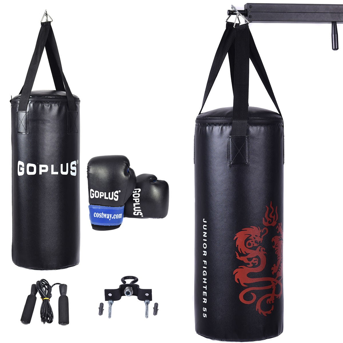 Costzon 2 FT Kids Punch Bag Boxing Set Kick Ball Gloves Skipping Rope Hook Children