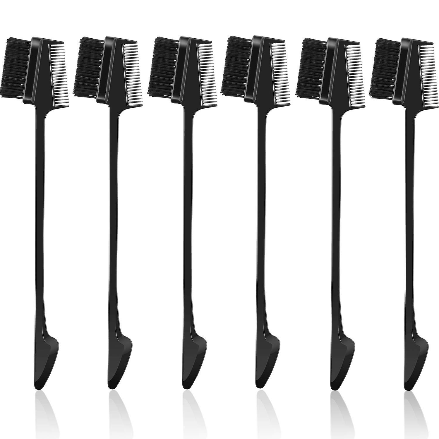 6 Pieces Hair Edge Brush Eyelash Comb Edge Control Brush Comb Double Same Sided Hair Comb (black)