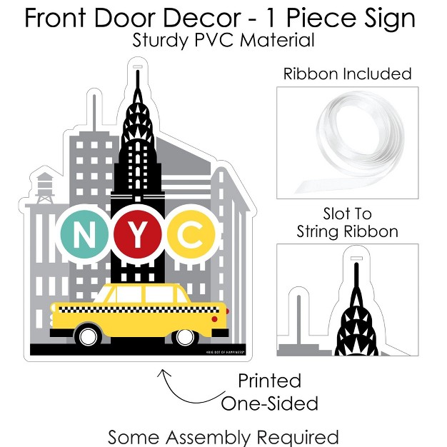 Big Dot Of Happiness Nyc Cityscape Hanging Porch New York City Party Outdoor Decorations Front Door Decor 1 Piece Sign