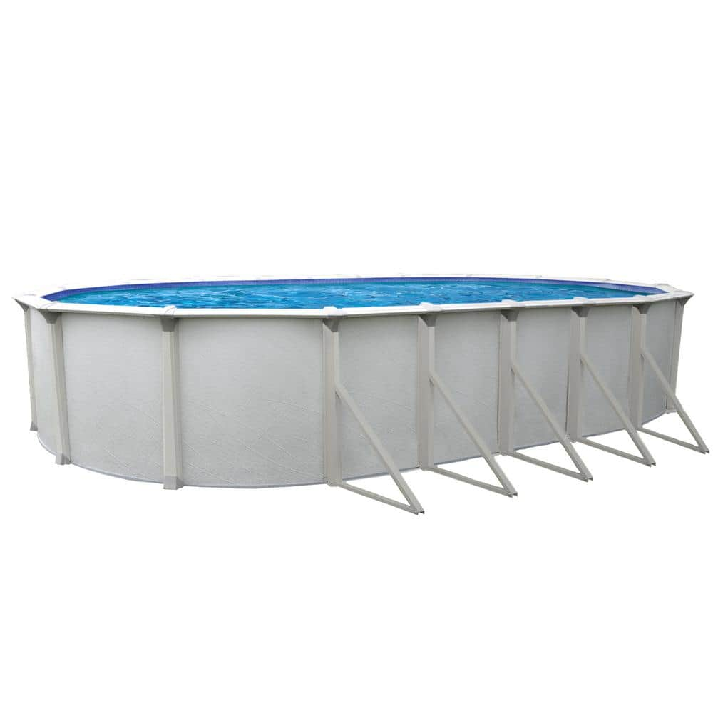 AQUARIAN Huntington 18 ft. x 33 ft. Oval 54 in. D Buttress Free Above Ground Hard Sided Pool Package with Entry Step System PCAPYM183354HD6