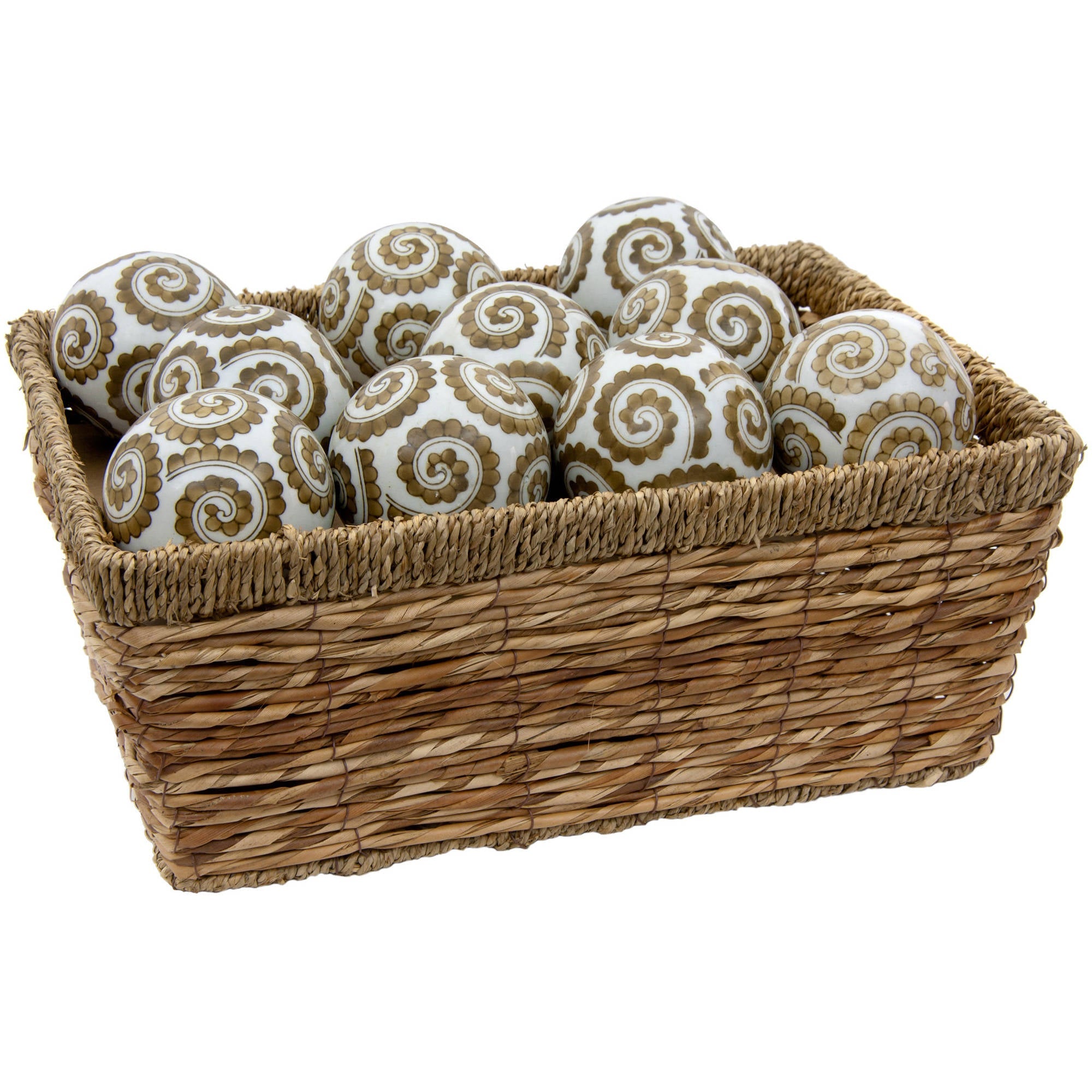 Oriental Furniture 3" Golden Spirals Porcelain Ball Set, decorative item